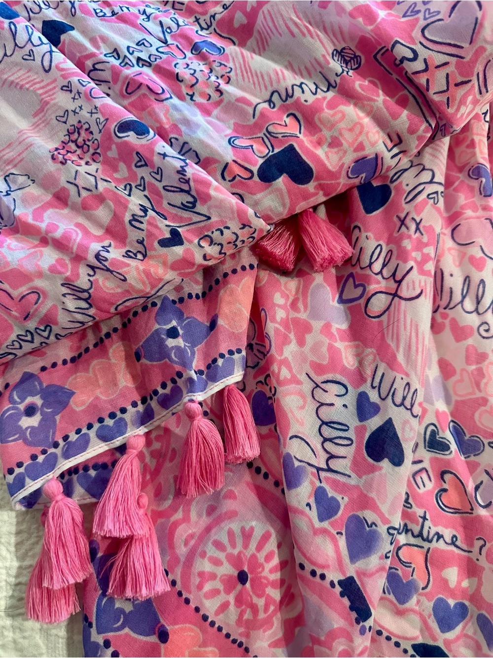 Lilly Pulitzer Hearts Tassel Scarf